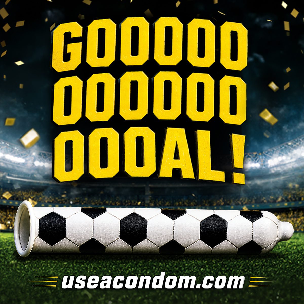 Goal soccer condom ad