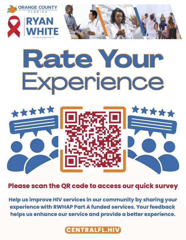 A flyer from Ryan White HIV/AIDS program Part A about rating the patient experience